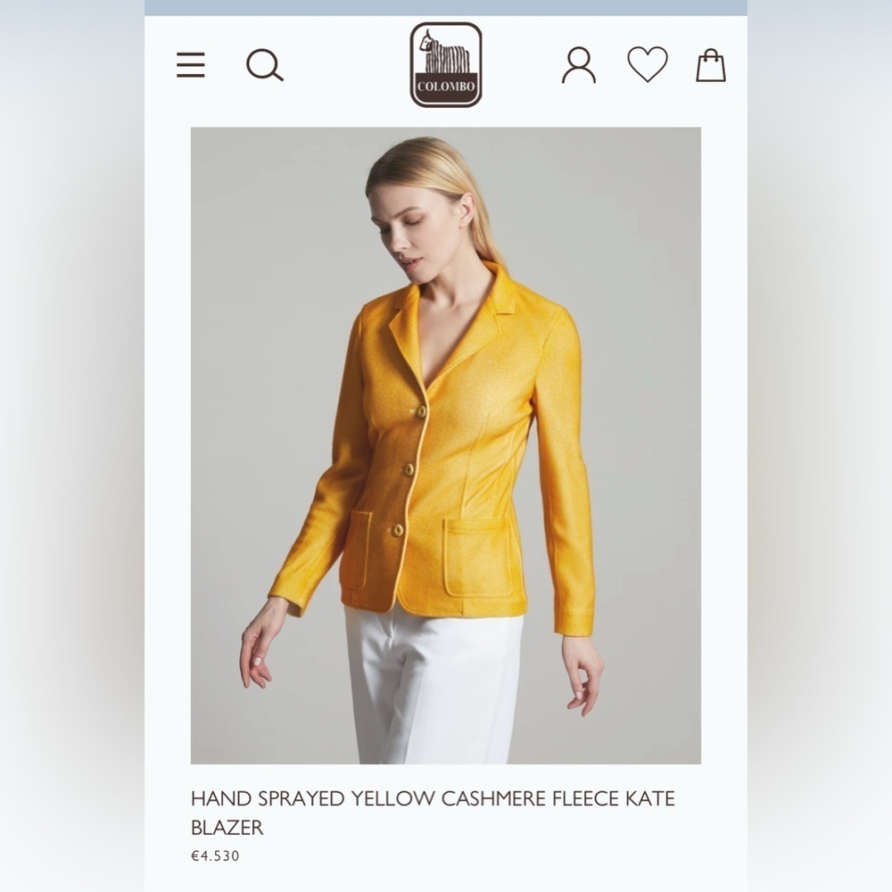 Colombo Cashmere Silk Kate Blazer Yellow Italian Leather Blazer Small Fleece 2 4